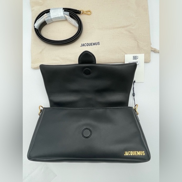 ❌❌SOLD! JACQUEMUS BLACK LEATHER LARGE LAMBSKIN BAMBIMOU SHOULDER BAG PURSE NWT! - Picture 10 of 16